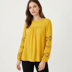 LOFT Crochet-Sleeve Blouse